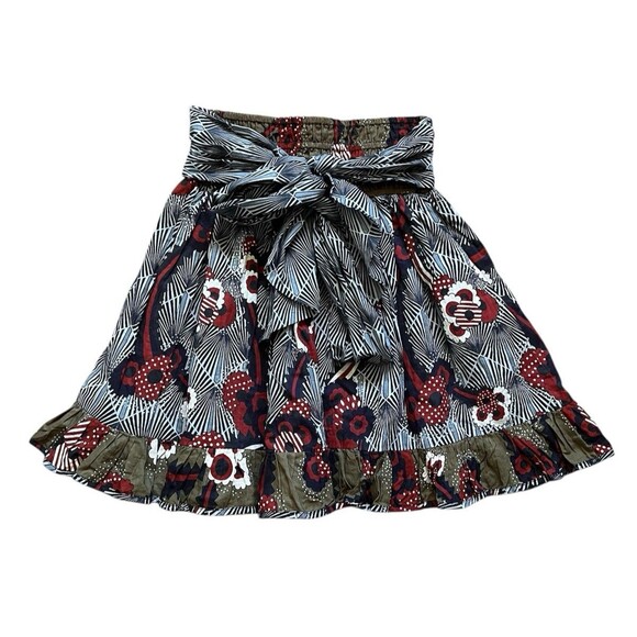 Anthropologie LET ME BE Floral Abstract Belted A-Line Mini Skirt Boho XS NWT - Picture 3 of 10